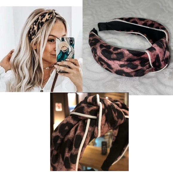 NEW! Leopard Print Top Knot Comfort Non-Slip Headband - Picture 5 of 5